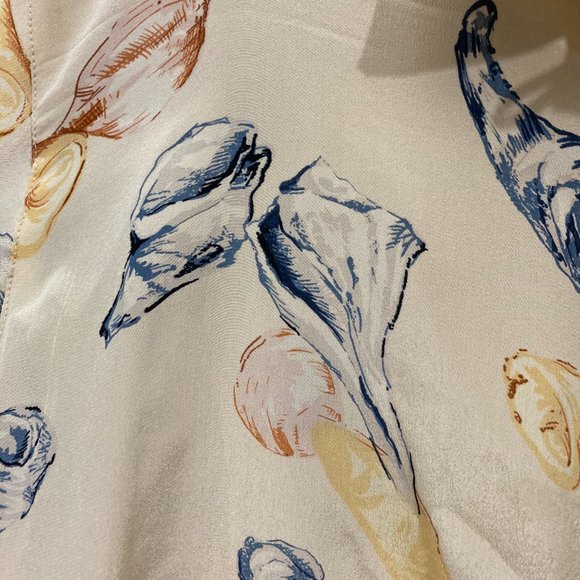 VTG Richard & Jones Button up Shirt 100% Silk Short Sleeve Seashells Yellow M - Picture 11 of 11